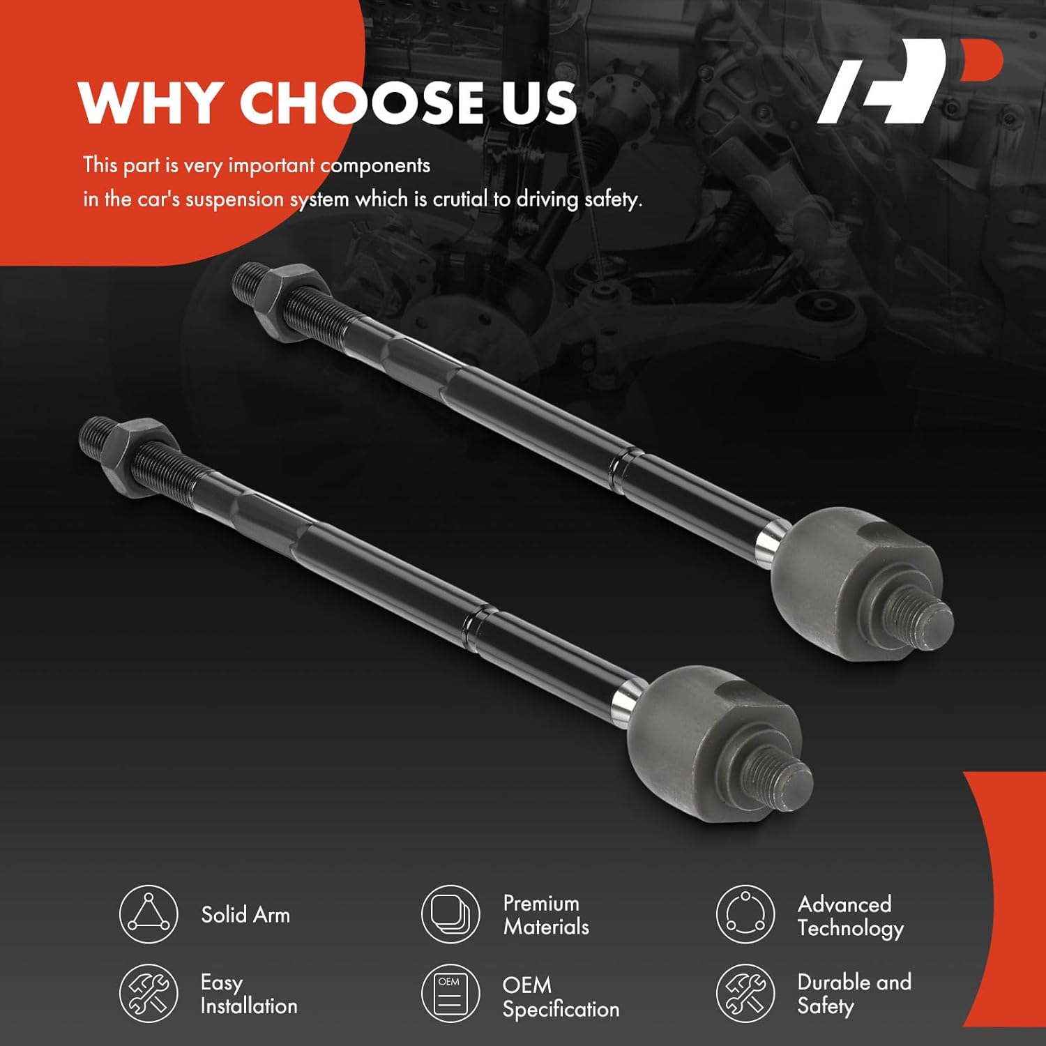 A-Premium 2 x Front Inner Tie Rod Ends, Compatible with Jeep Renegade 2015-2023 & Fiat 500X 2016-2018