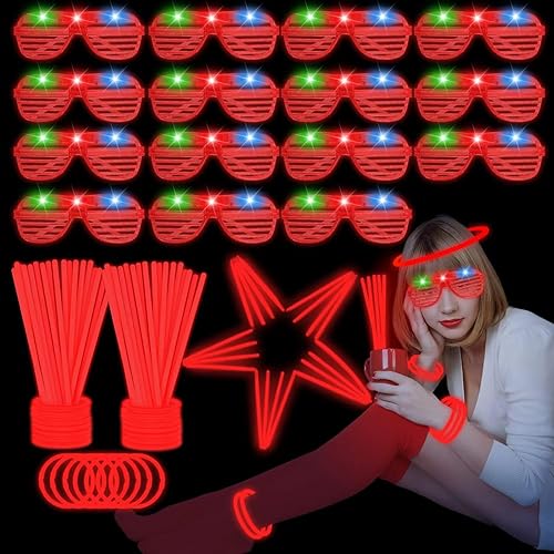 Miniatura 8 de 115 piezas de suministros de fiesta que brillan en la oscuridad, 100 collares blancos brillantes a granel, 15 lentes LED, juguete con luz LED para