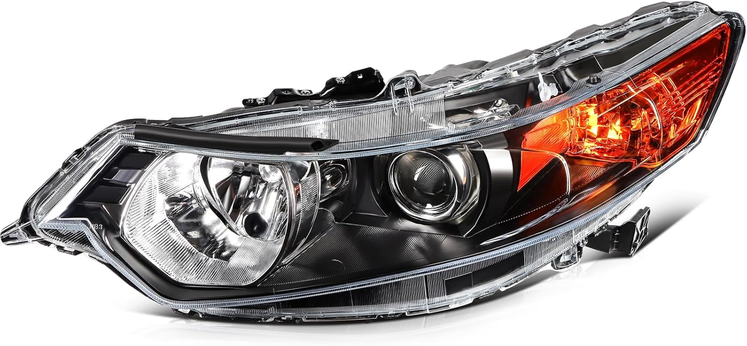 Headlight Assembly Fit with 2009-2014 for Acura TSX (CU2) Base V6 Special Edition 4-Door Sedan 4-Door Black Housing Clear Lens Driver and Passenger Side 33101TL0A02 AC2503118