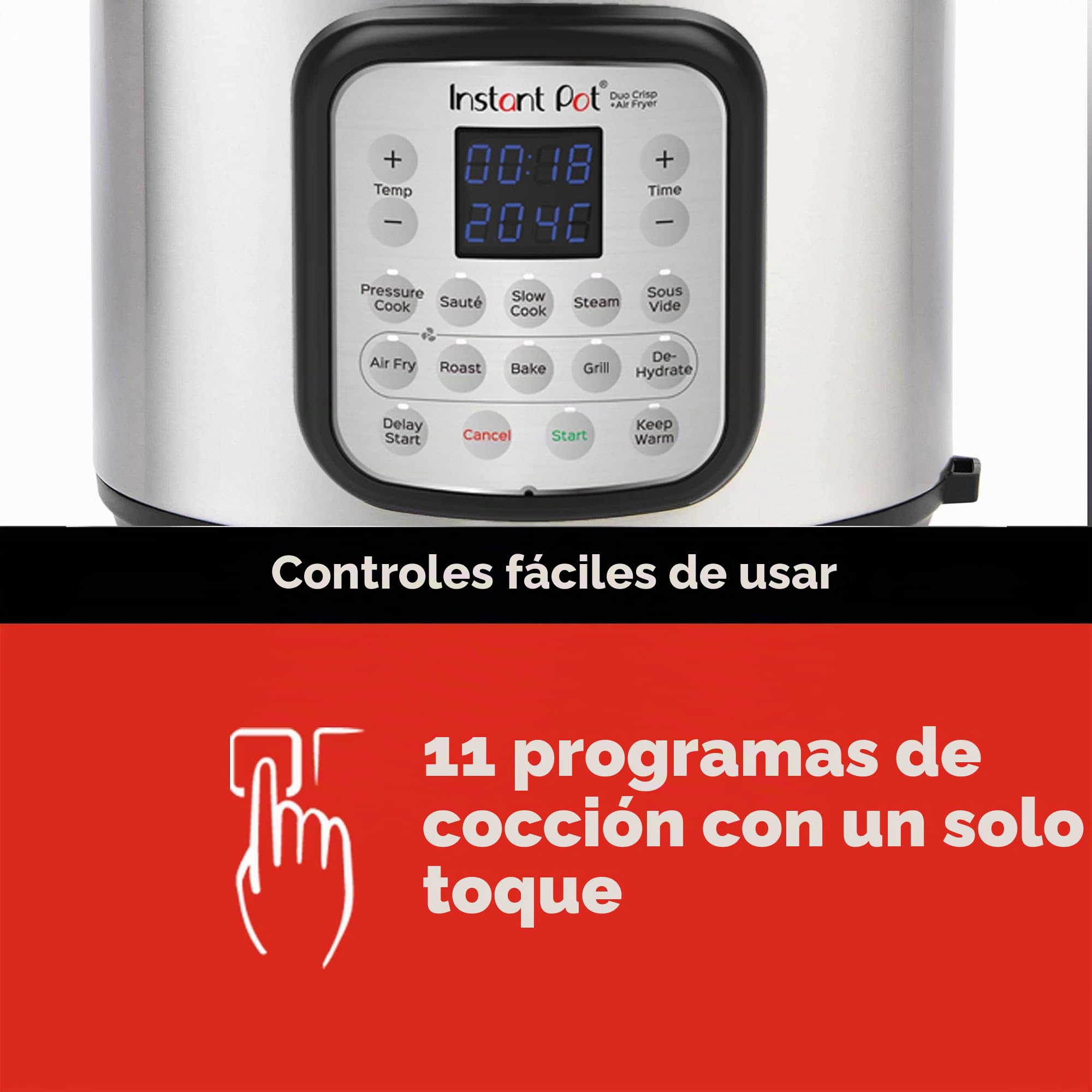 Instant Pot DUO CRISP + Air Fryer 8L Multicooker. 11 funciones en 1: olla a presión, sartén, vaporera, olla lenta, metal