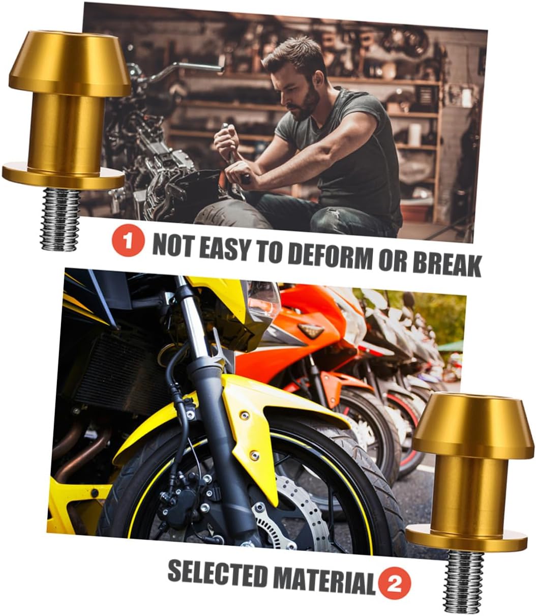 4pcs Cnc 8mm Gold Motorcycle Swingarm Spools Sliders Stand Screws Universal Swing Arm Screw Stand for Motorbike Powersports Accessories