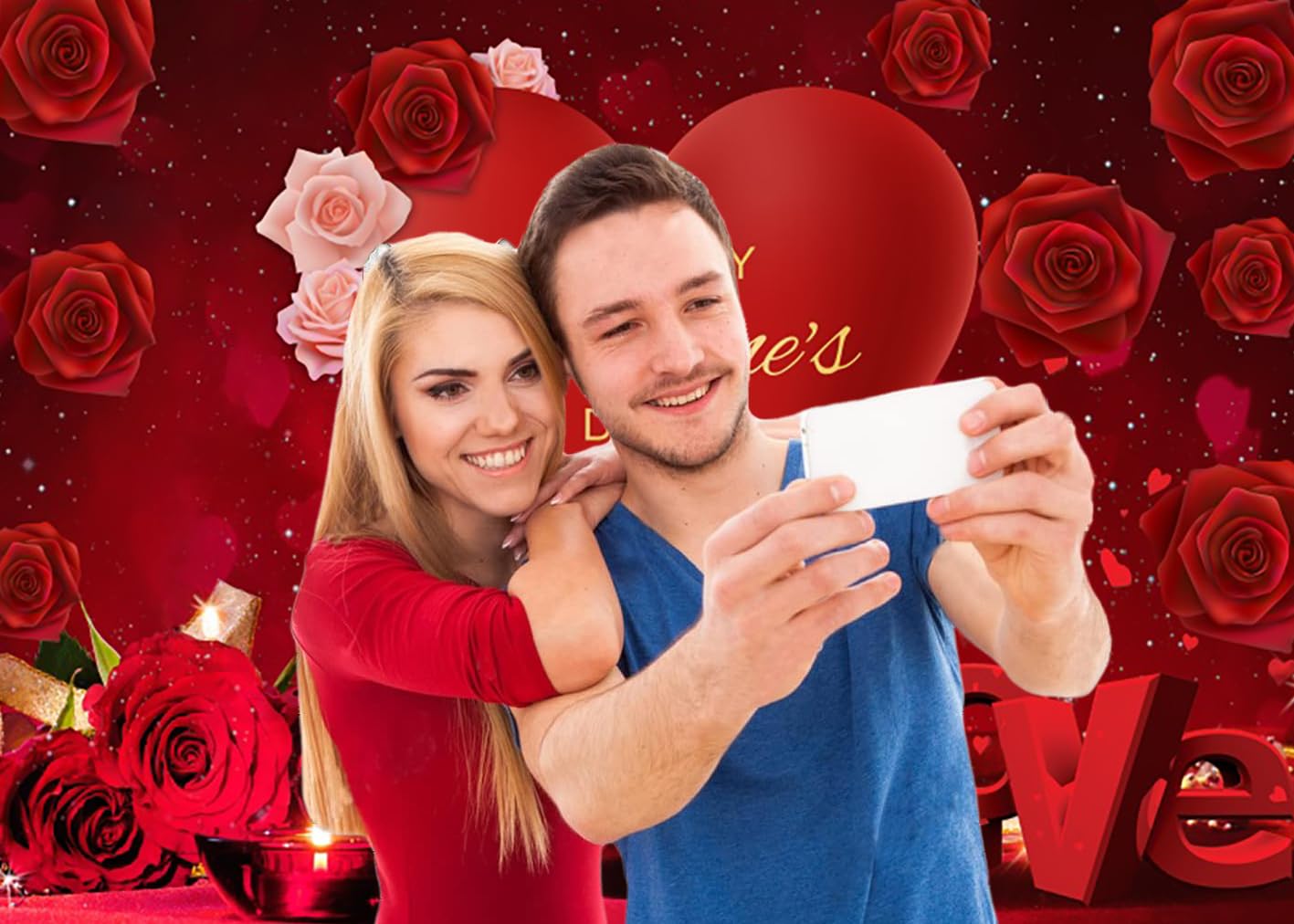3.6x3m Telón de Fondo San Valentín Rojo Rosa Flor Amor Corazón Feliz Día de San Valentín Tema Fotografía Fondo Boda Aniversario Ducha de Novia Día de la Madre Decoraciones Fiesta Photo Booth Props