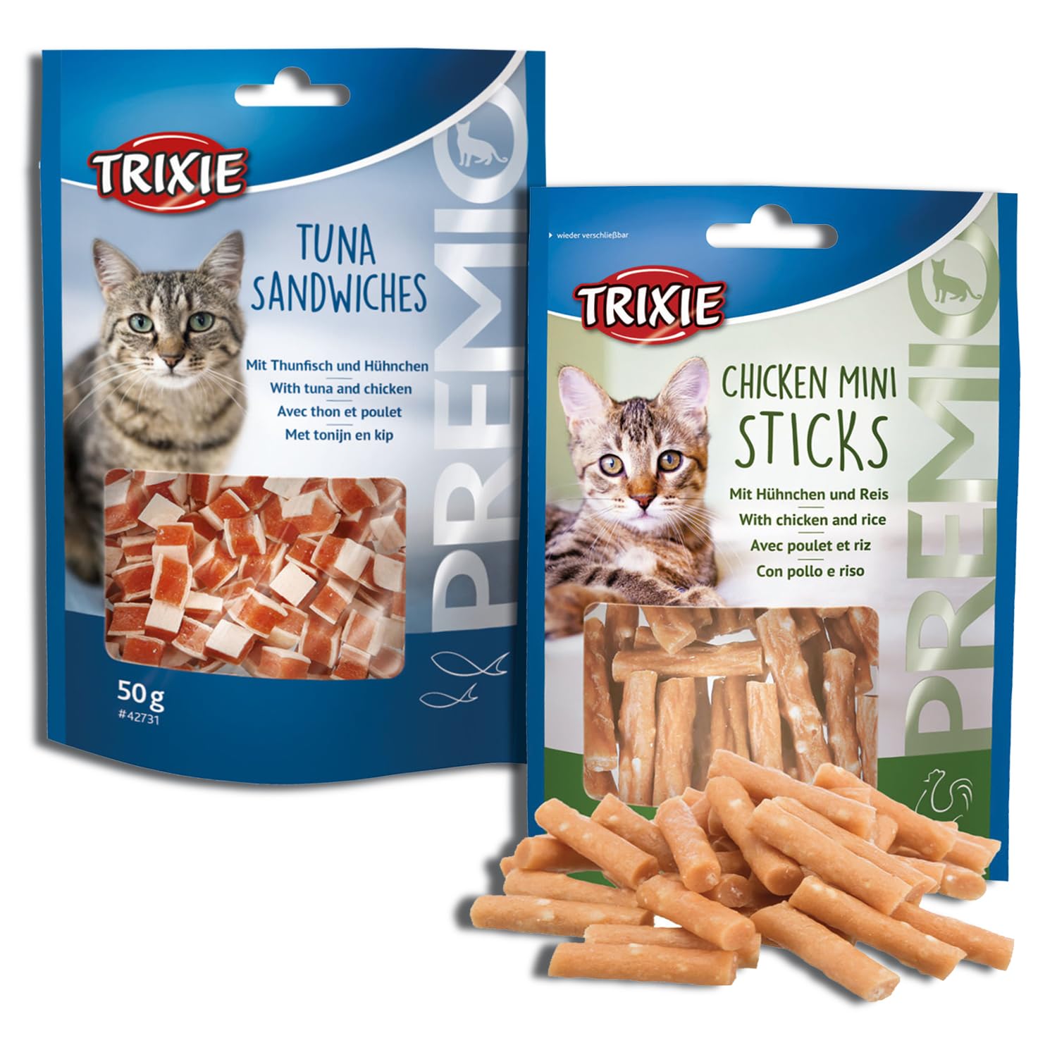 Trixie Cat Treat Combo of Premio Tuna Sandwiches and Premio Chicken Mini Sticks, Nutrient Rich Treats for Cats, Suitable for All Breeds – (Pack of 2) (B0CZ8WMKKL) Amazon Price History, Amazon Price Tracker