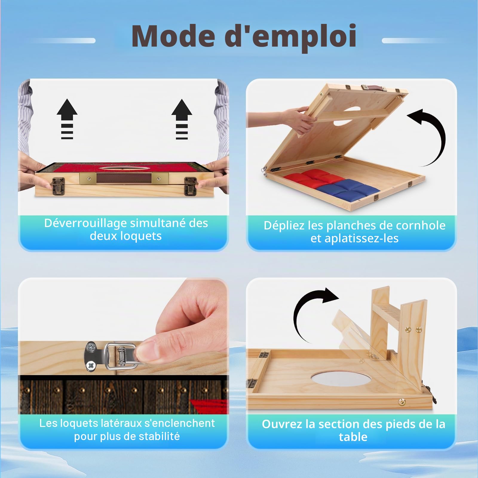 NZQXJXZ Cornhole Jeu Complet Pliable Sac Cornhole pour l'extérieur Jeux Extérieurs avec 6 Sacs de Haricots et Sac de Transport pour Les Enfants, Le Jardin, la Pelouse