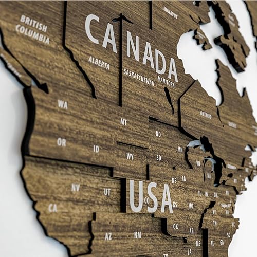Miniatura 5 de Mapa del mundo de madera 3D multicapa, mapa de viaje con estados y capitales, decoración de pared para la nueva casa, regalo para viajeros,