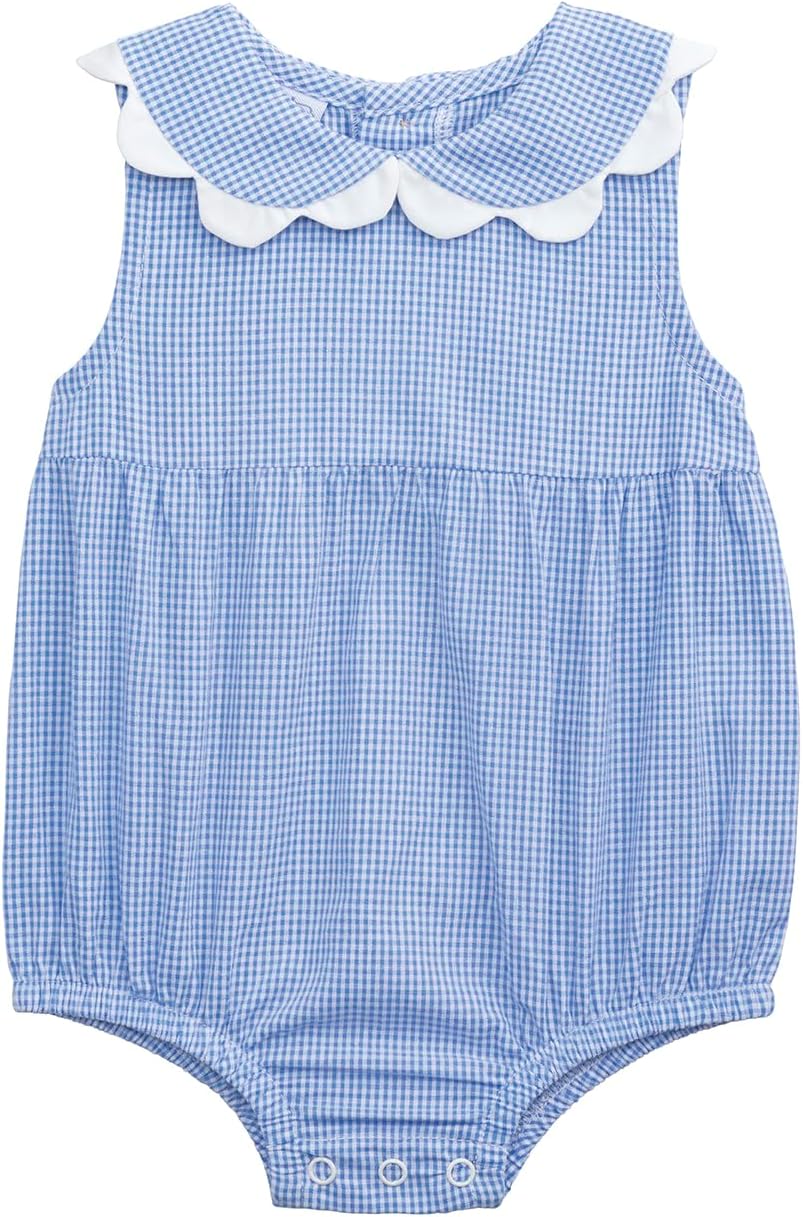 Mud Pie Baby Girl Blue Gingham Scallop Bubble