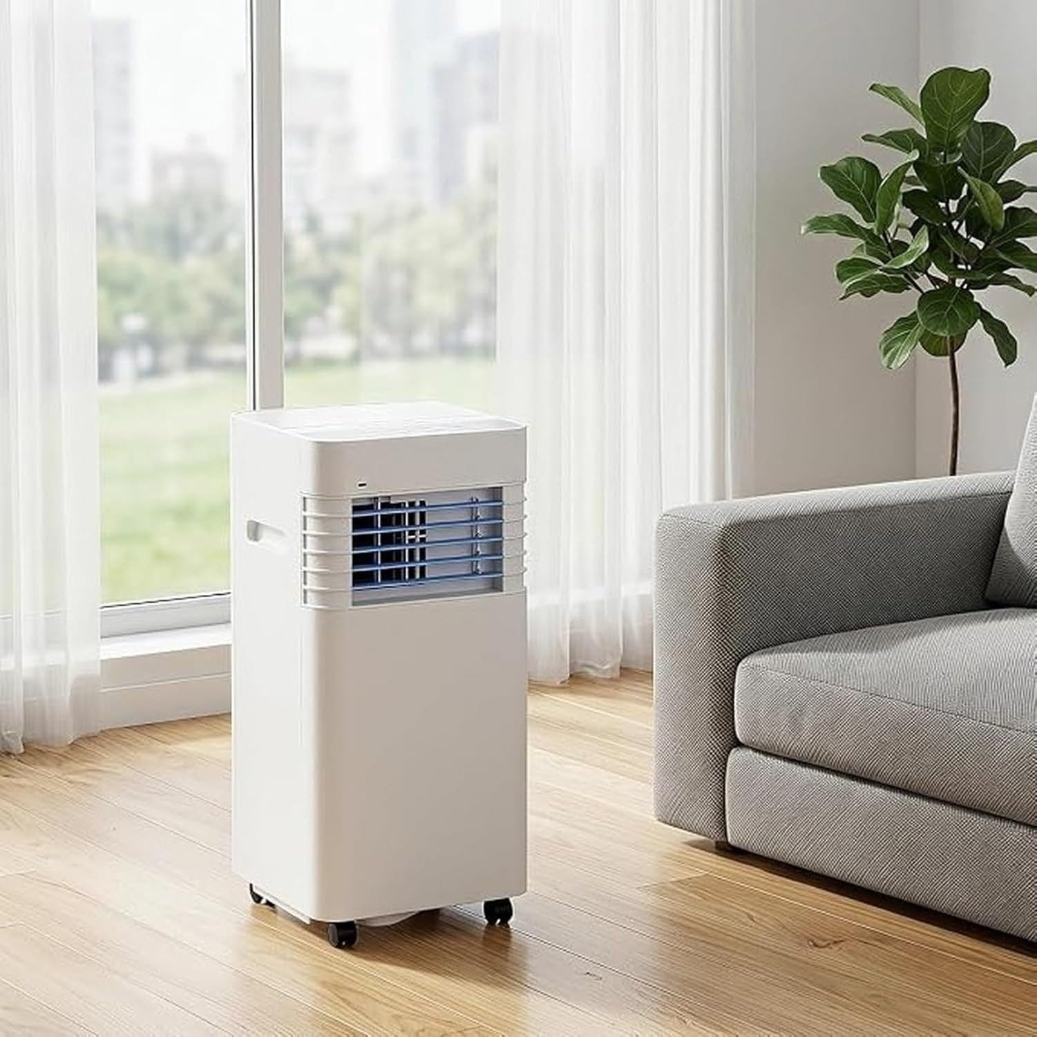Aire Acondicionado Portátil 14000 BTU para Habitaciones hasta 28m², Enfriador de Aire con Mando, Temporizador 24H, Lamas Oscilantes, 2 Velocidades, Kit de Salid, 5000 Btu, 5000 BTU