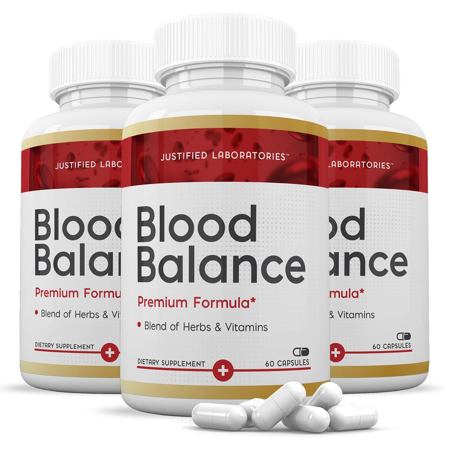 Justified Laboratories (3 Pack Blood Balance Advanced Formula 620MG Supplement Pills 180 Capsules