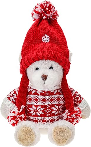 Oso de peluche de Navidad de peluche, juguetes suaves, muñecas de peluche, los mejores regalos de 10 pulgadas (marrón)