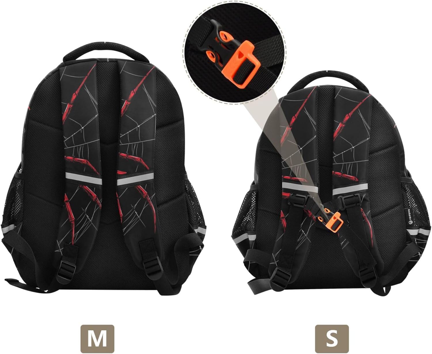 MNSRUU Laptop Backpack with Chest Strap, Red Spider on A Web School Backpack, Travel Hiking Bag for Boys Girls Teen College Students Adult, Rucksack Knapsack, M - Image 7