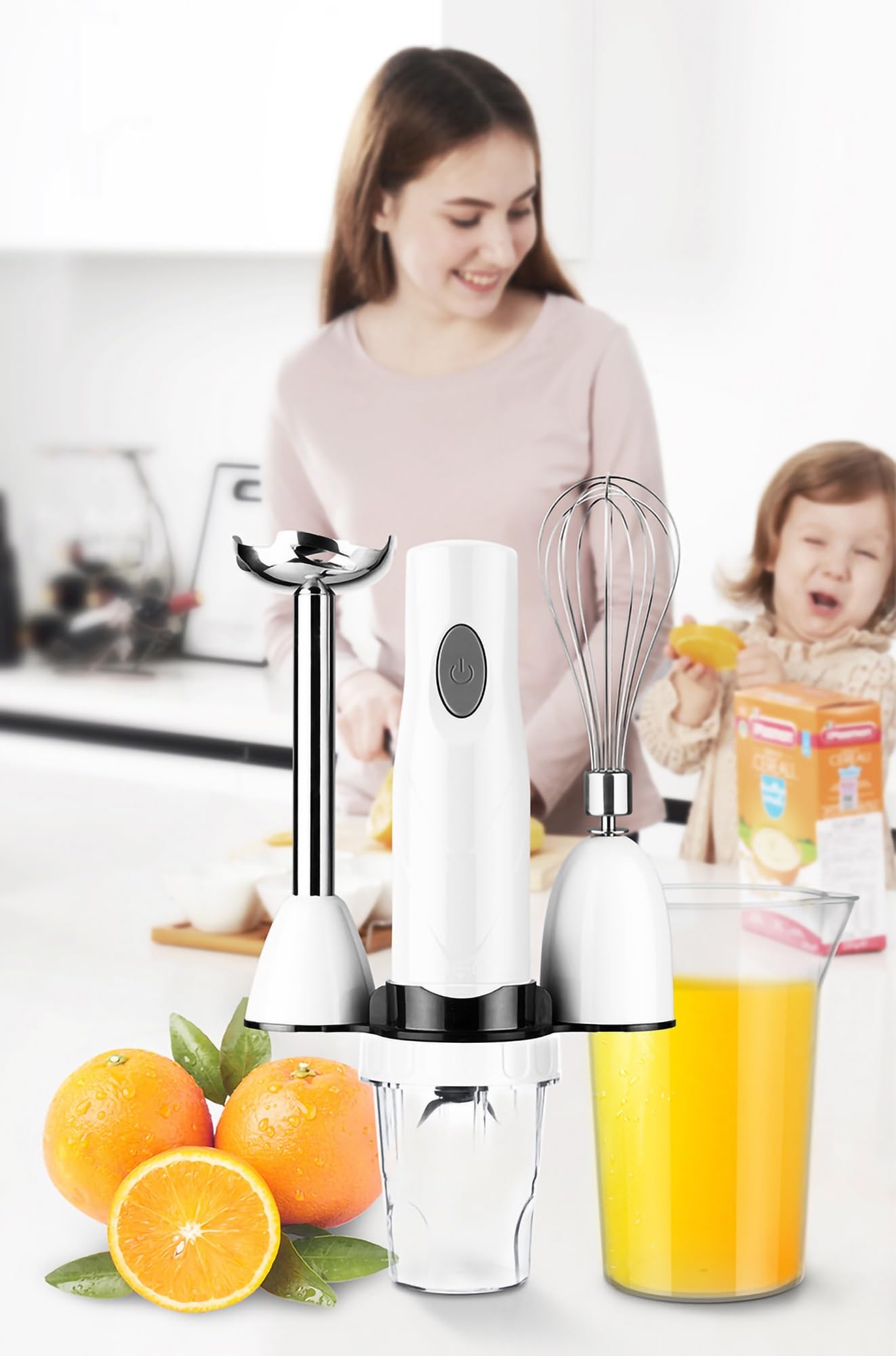 Frullatore A Mano 150W Frullatore Elettrico Bastone per La Cucina, Velocità Frullatore Bastone Con Chopper E Misurino, Bastone Di Cottura per Gli Alimenti Per Bambini Frullati Zuppa ( Color : B )