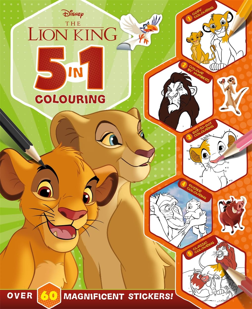 Disney The Lion King: 5 in 1 Colouring (With dot-to-dot, colour-by ...