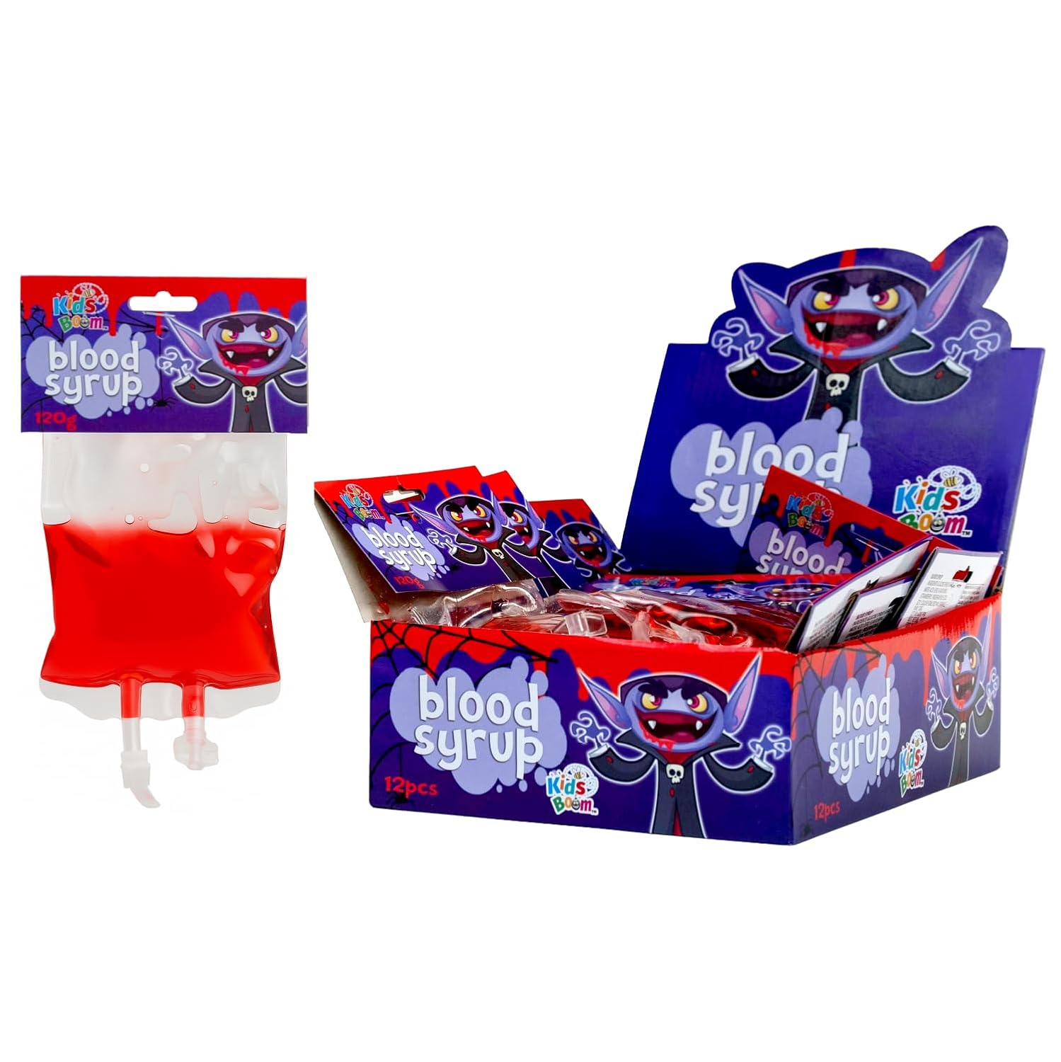 Edible Fake Blood for Drinks - Vampire Accessories- 12 Pack Halloween Blood Bags for Drinks, Spooky Party Decorations & Vampire Decorations