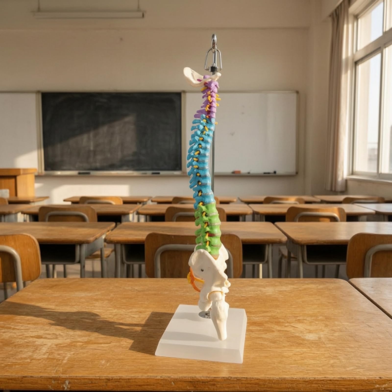 Modello Colonna Vertebrale Spina Dorsale con Pelvi Scheletro Gamba in PVC Colorato per Studio Vertebre con Base Stabile E Gancio Adatto per Aule Studio Chiropratica Formazione Medica