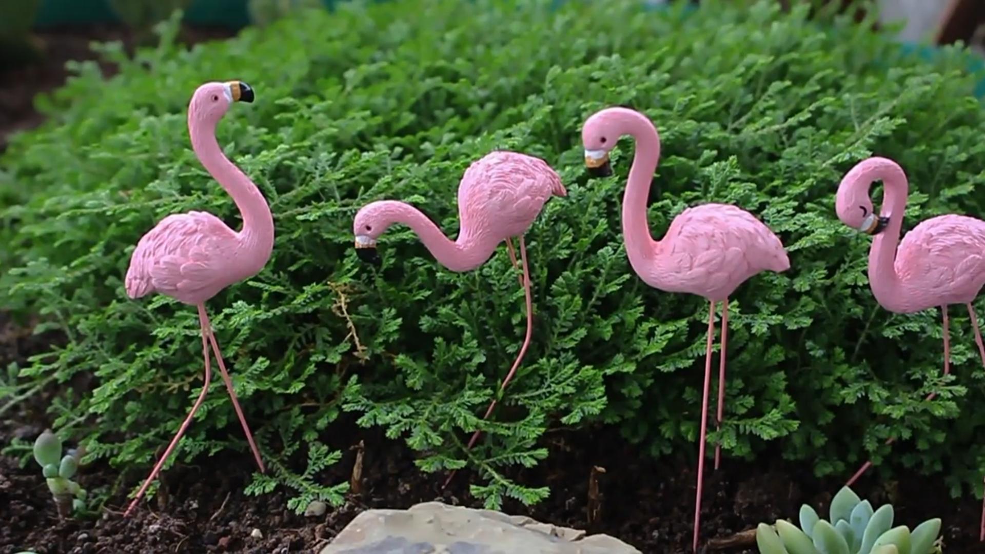 Amazon.com: Mini Flamingos Figurines with Stakes, Set of 4 Small
