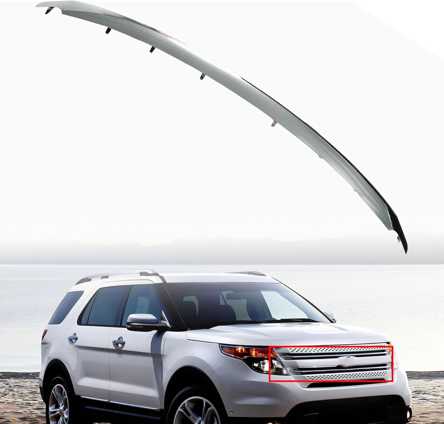 Front Grille Upper Trim Chrome Replacement for 2011-2015 Explorer BB5Z8200AA FO1217105