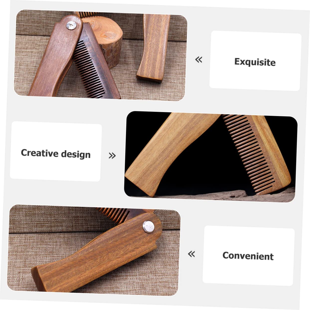 Beavorty 3 Set Pettine Per La Della Barba Pieghevole Pettine Per Design Ergonomico Per Baffi in Legno Fornitura Per Viaggio Uso Domestico