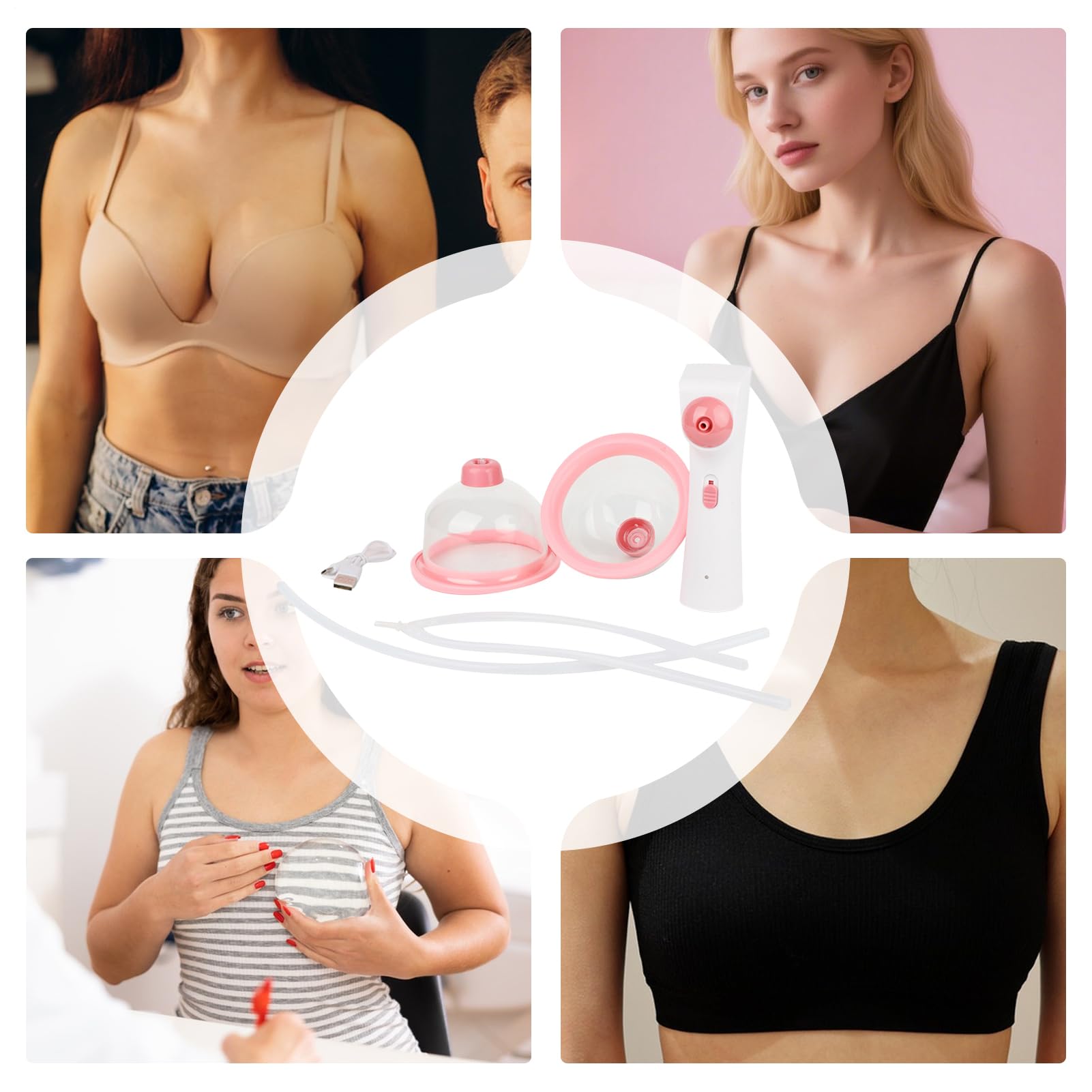 Masseur de sein électrique, pompe de massage rechargeable pour la poitrine affaissée – Dispositif électrique de ventouses raffermissantes pour femme, amoureux, amis, petite amie, partenaire