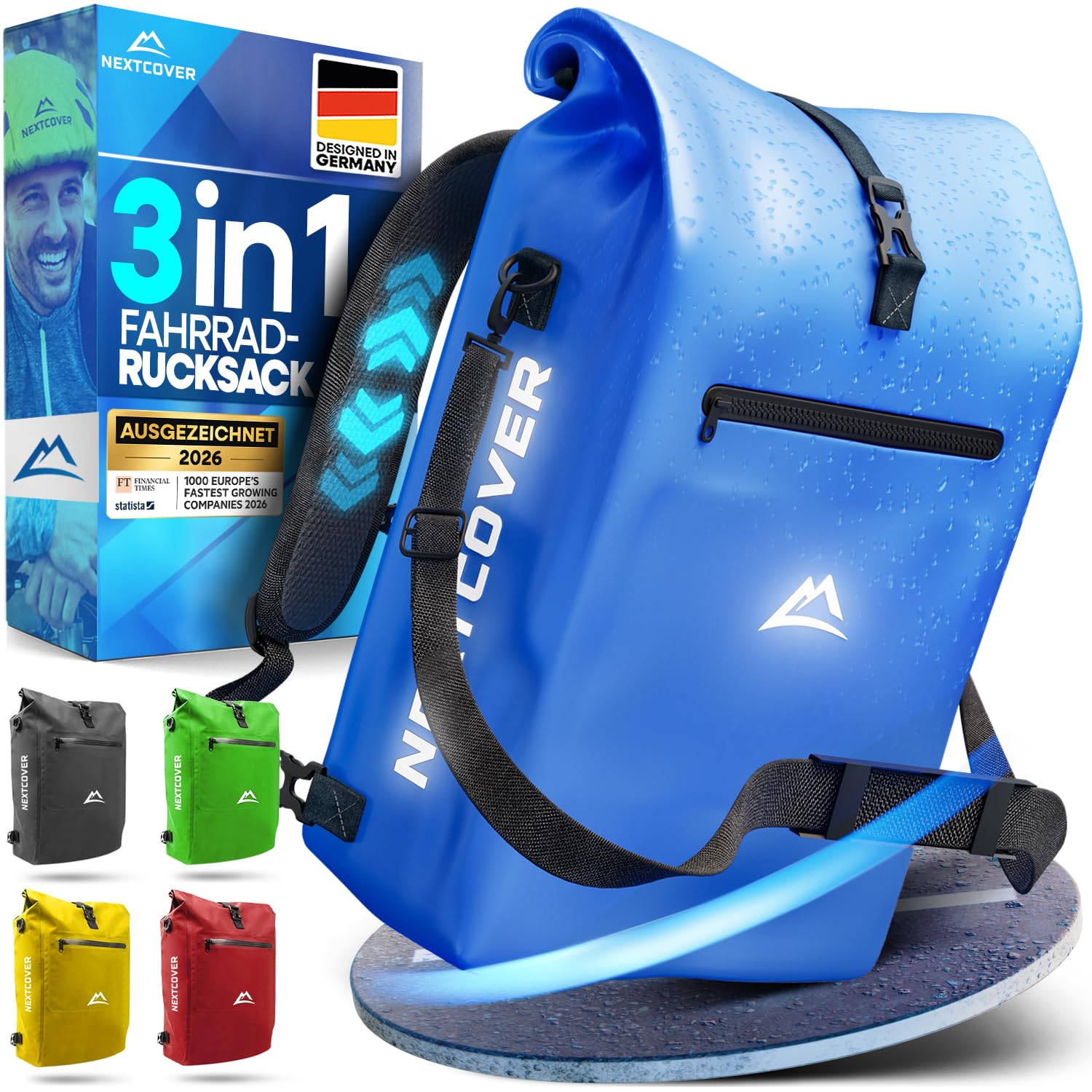 Nextcover® NEU 3in1 Fahrradtasche für Gepäckträger [Aquashield]