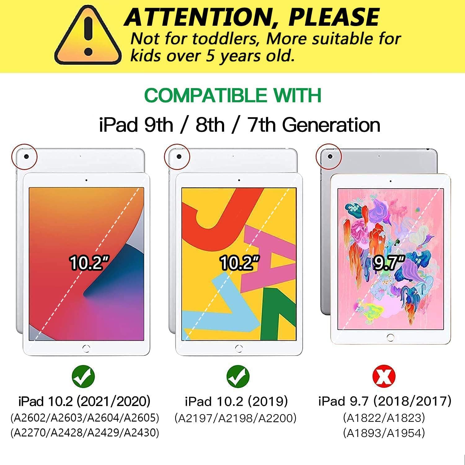 Grifobes for iPad 9th Generation Case, iPad 8th/7th Generation Case 2021/2020/2019, Heavy Duty Shockproof Rugged Protective 10.2" Cover with Stand for iPad 9 8 7 Gen 10.2 inch (Red+Blue)