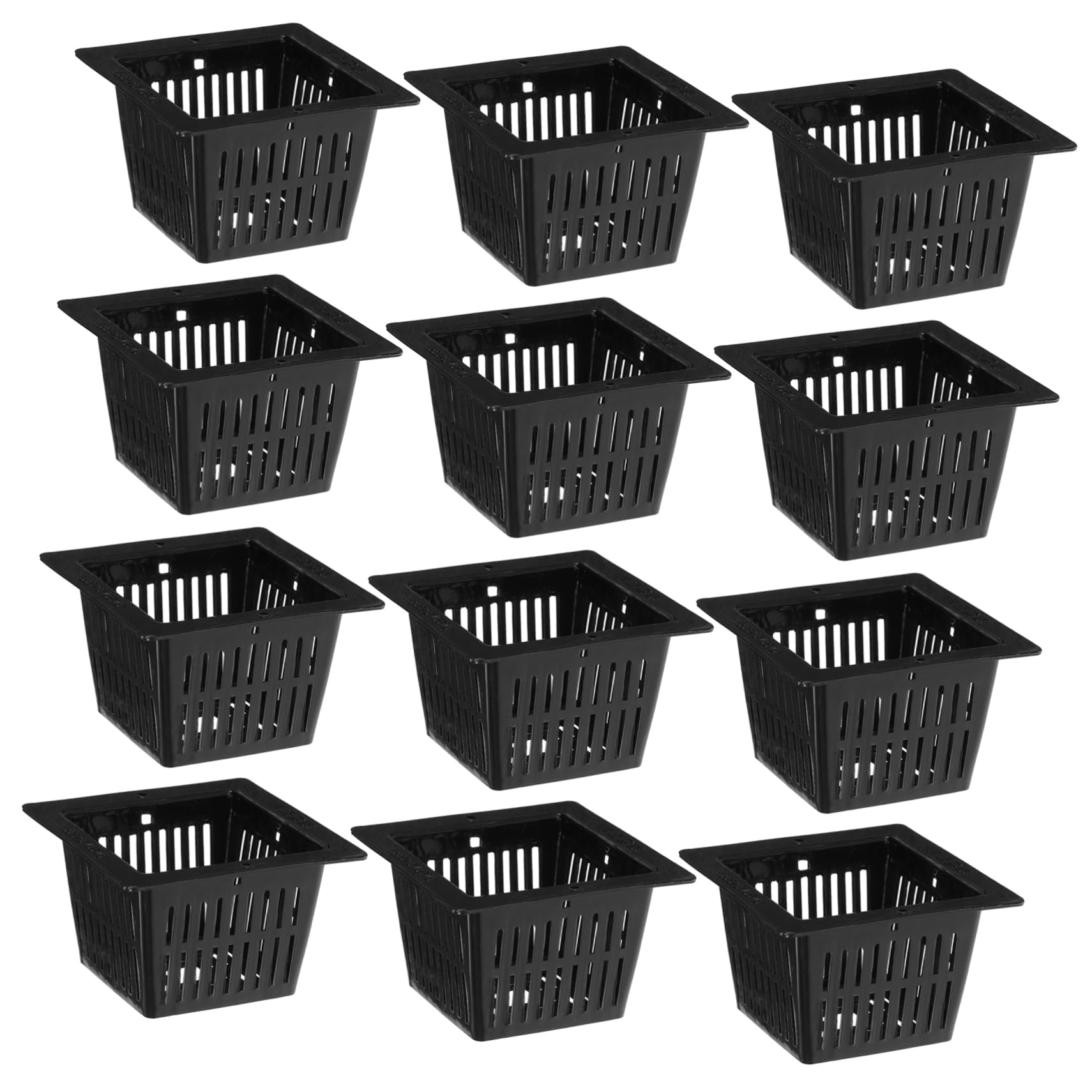 YARNOW 12Pcs Square Hydroponic Basket Mesh Net Cups Slotted Planting Basket for Hydroponics Aquaponics Orchids Garden and Balcony Water Culture 2.24 X 2.24 X 1.46In