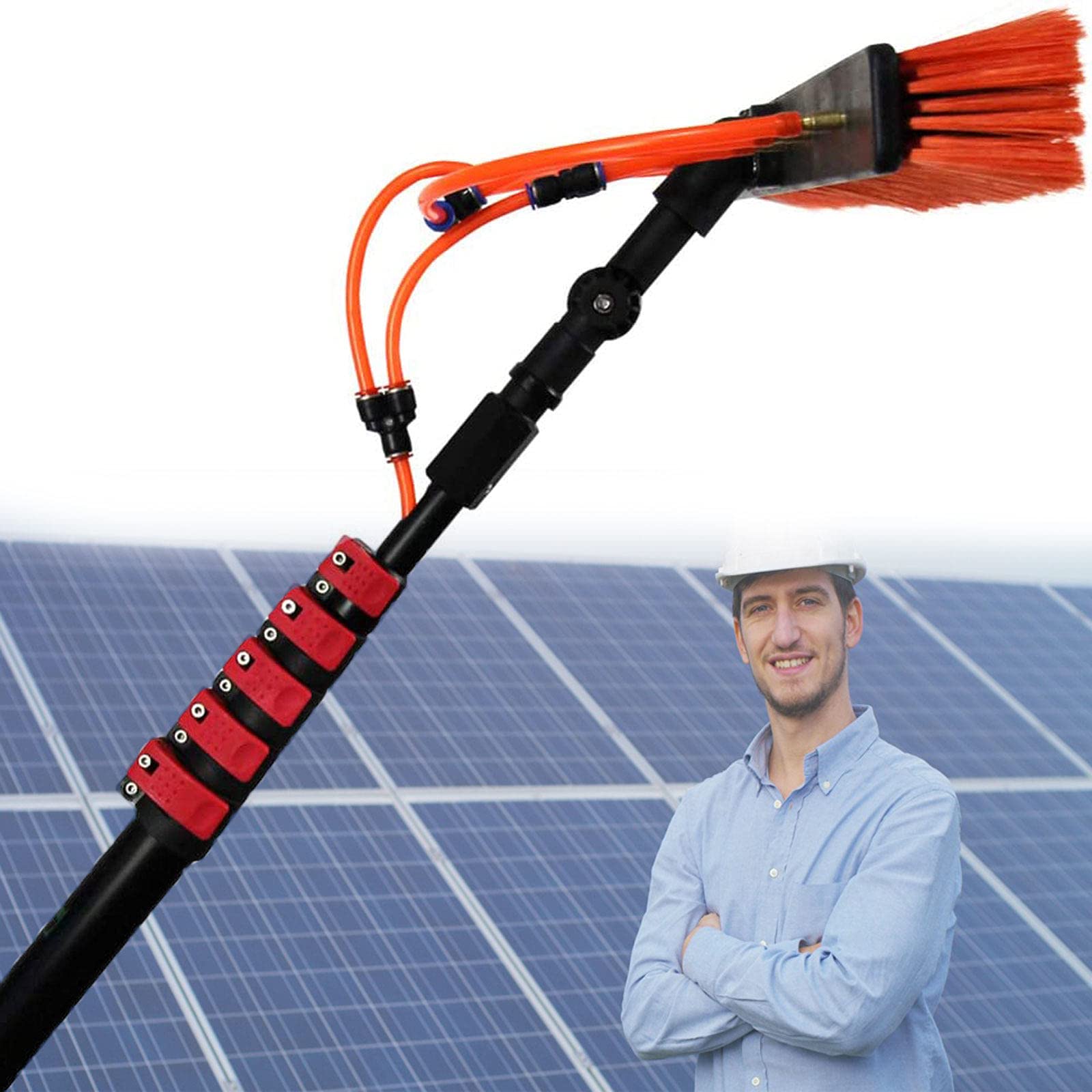 WXPGFEQ Window Cleaning Brush,Water Fed Telesbrush Cleaning Photovoltaic and Solar Panels Washing Set Equipment Extension Pole Cleaning for Trucks Windows Window Cleaning Pole/30Ft/9M