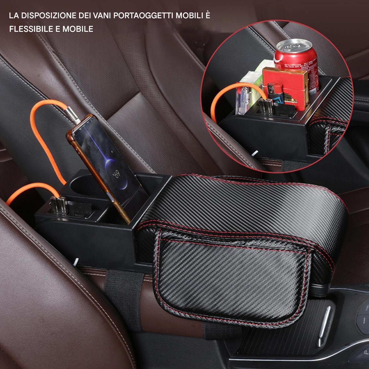 Cuscino Console Centrale Auto Supporto Centrale In Pelle Con 2 Borchetti | Accessorio Interni per Sedan Furgone Pickup Camper