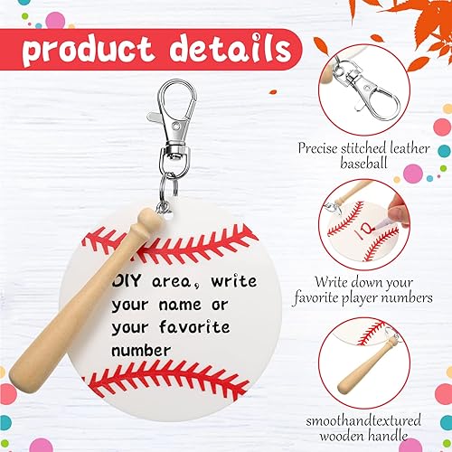 Miniatura 2 de Cunno Juego de 36 llaveros acrílicos para baloncesto, béisbol, sóftbol, tenis, 12 llaveros acrílicos, 12 llaveros giratorios con gancho a presión