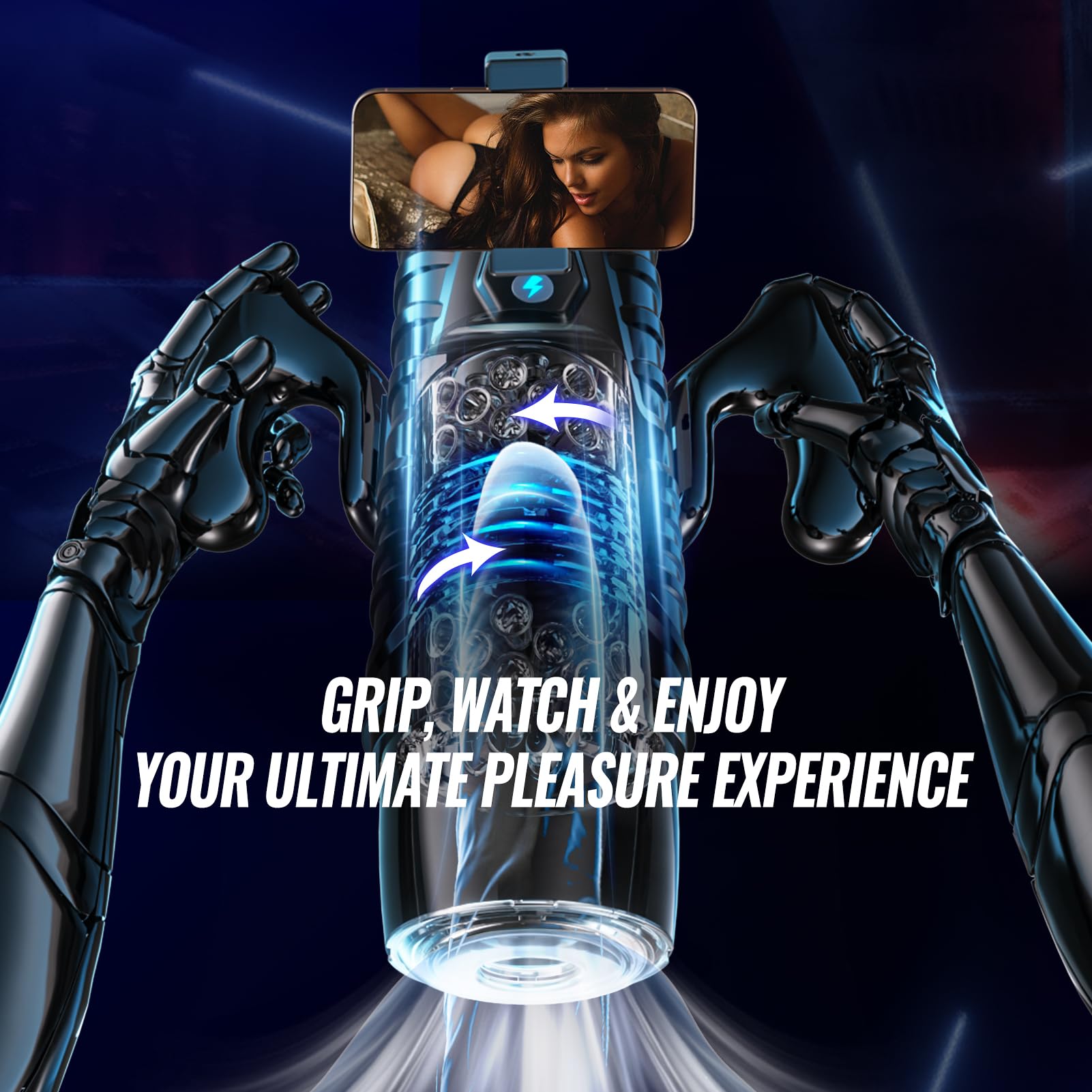 EINSEO AI Sync Male Masturbator Sex Toys for Men - Adult Toy Male Sex Toys with 7 Thrusting & 7 Rotating Modes, Pocket Pussy Hands Free Sex Machine LCD Display with Visual Window & Mounting Base: Handle