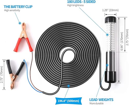 Miniatura 6 de Samdo IP68 Lámpara LED submarina de 12V para pesca 1080 lúmenes luz nocturna para barco pesca de 8W