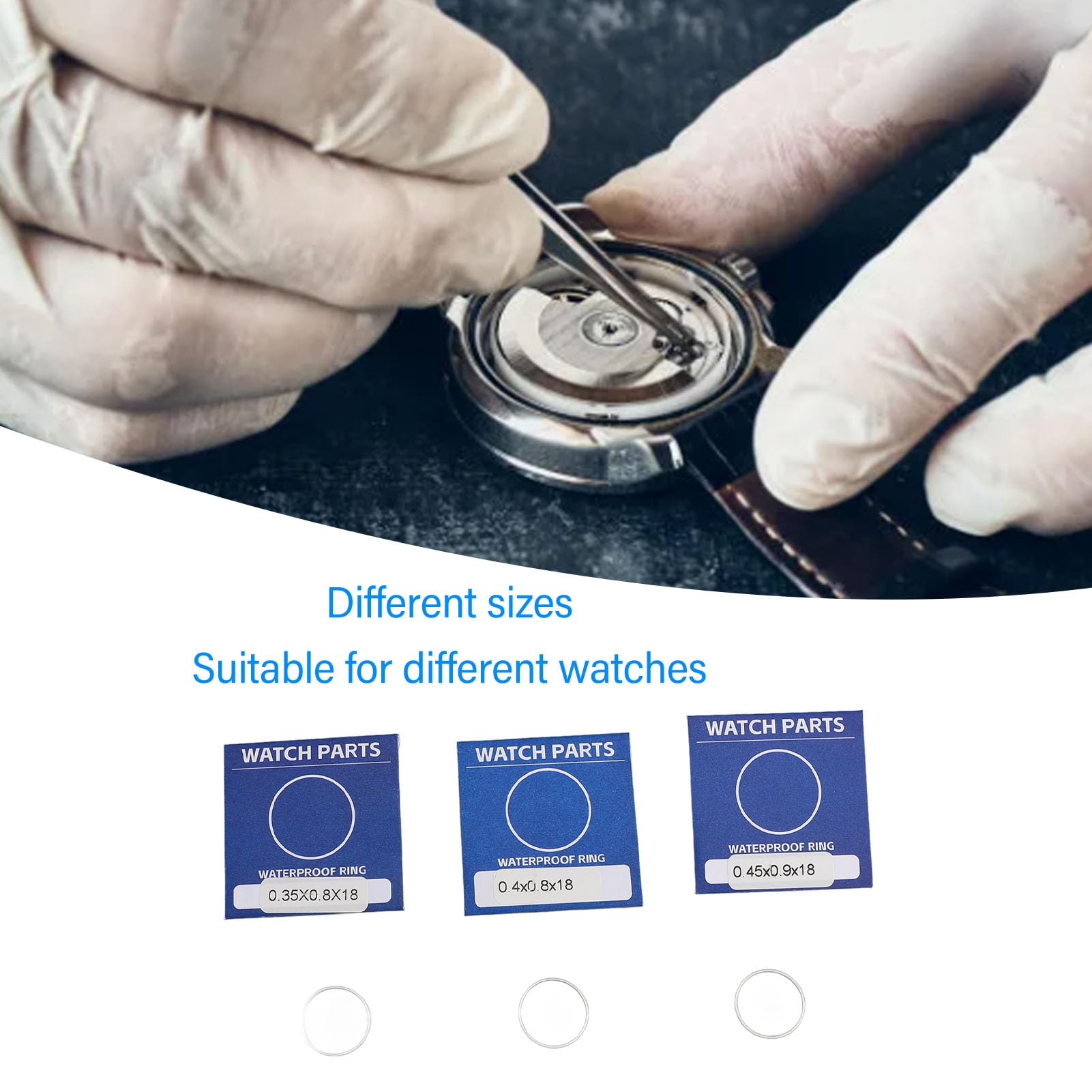 Kit di guarnizioni per fondello di orologio, 135 pezzi, anelli O in gomma impermeabili per la riparazione degli orologi, guarnizioni di tenuta bianche in 45 misure con sacchetto di