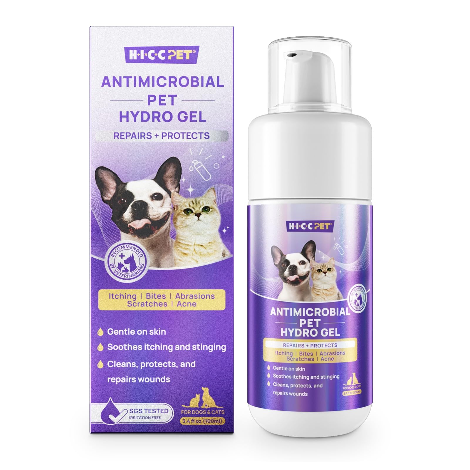 HICC PET Wundgel für Hunde 100 ml, Ohne Ausspülen | Wundheilsalbe hilft bei Hot Spots, Entzündungen, Bissen, Kratzer, Wundsalbe für Haustiere, Hunde, Katzen, Kaninchen, Pferde