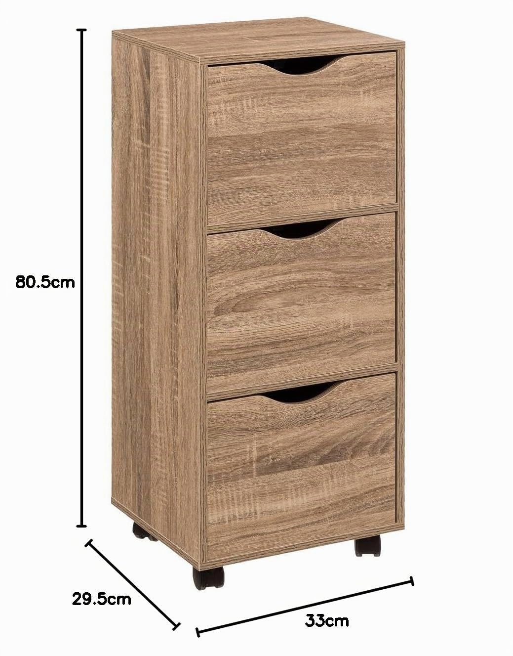 5 five simply smart 5five Torre 3 cassetti con ruote naturali