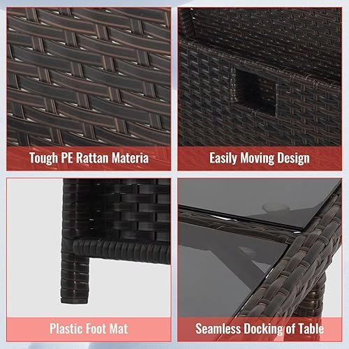 Miniatura 7 de Juego de mesa y sillas de patio, juego de muebles de patio al aire libre, juego de comedor de 9 piezas que ahorran espacio, juego de comedor al aire