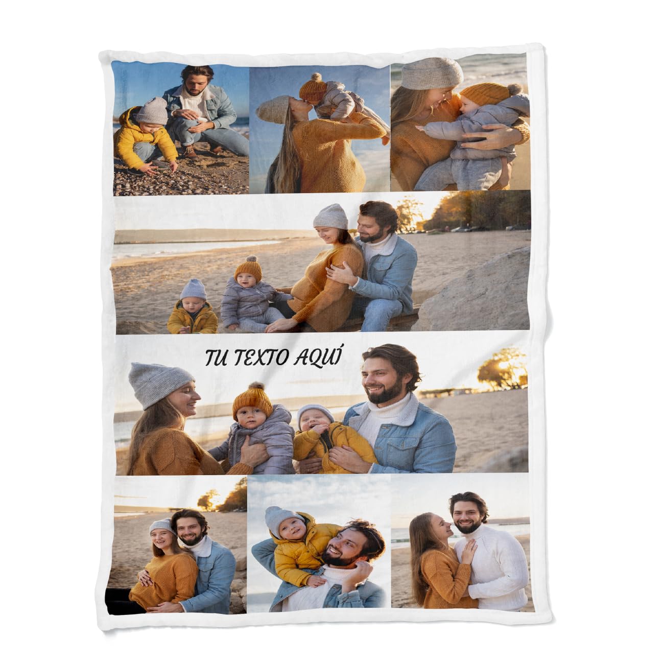 Manta Personalizada con Foto y Texto. Manta Collage. Manta sofá y Cama. Regalo Original de Navidad, cumpleaños, Aniversarios, San Valentín, papá, mamá, Regalo para Parejas. (8 Fotos, 150x200)