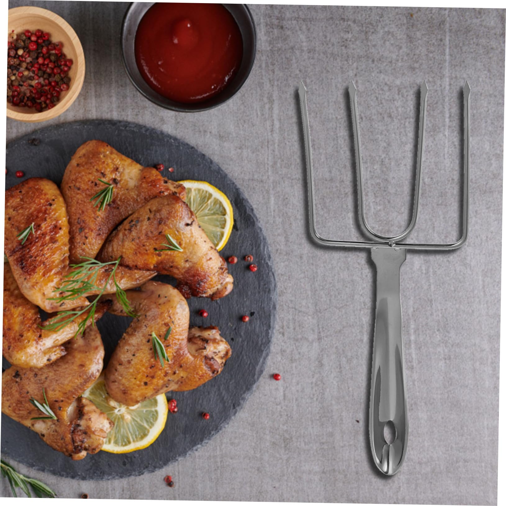 Mikinona 4-prong Turkey Lifting Poultry Chicken Fork Stainless Steel Fork Barbecue Grilling Tool