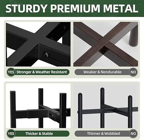 Miniatura 4 de ZMTECH Soporte ajustable para plantas de 9 a 14 pulgadas, soporte de metal moderno de mediados de siglo, soporte para plantas de interior y exterior