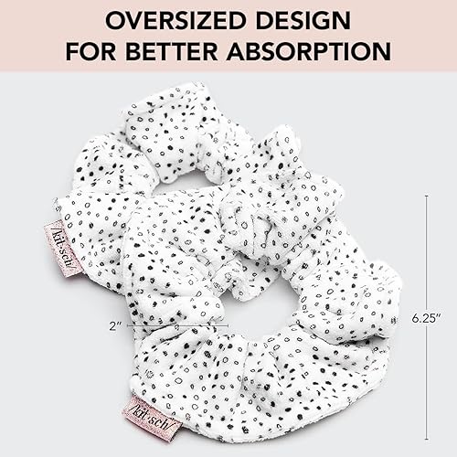 Miniatura 9 de Kitsch Lazos grandes de microfibra ultra suave para el cabello para mujer, bandas elásticas para cabello mojado, 2 unidades, color terracota a