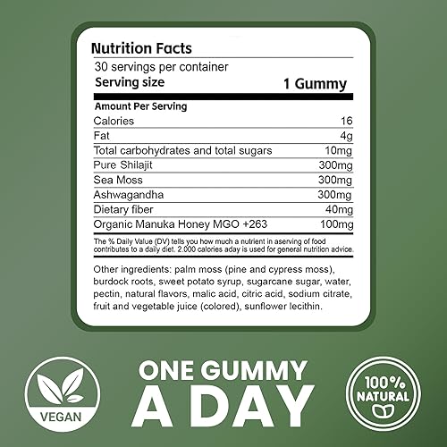 Miniatura 7 de Cured 3 en 1  Gomitas puras de Shilajit del Himalaya para hombres y mujeres  Musgo marino Ashwagandha y miel de manuka orgánica con más de 85