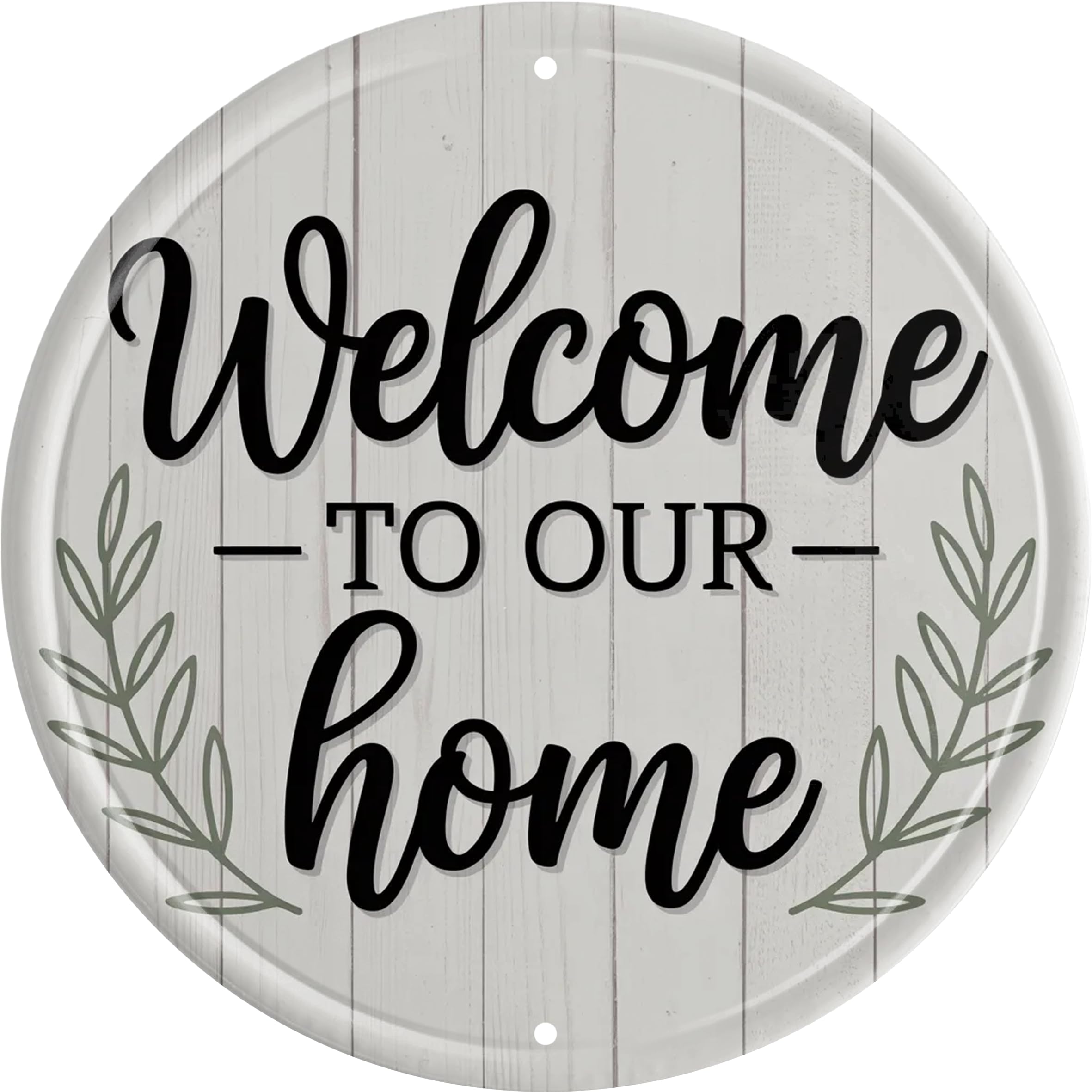 Welcome to Our Home Metal Sign 8x8in Round Welcoming Plaque for Porch Wall Decor Gift