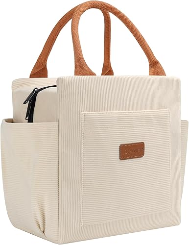 Miniatura 13 de Joymee - Bolsa de almuerzo para mujer, caja de almuerzo aislada de corduroy a cuadros, bolsa de almuerzo reutilizable a prueba de fugas de gran
