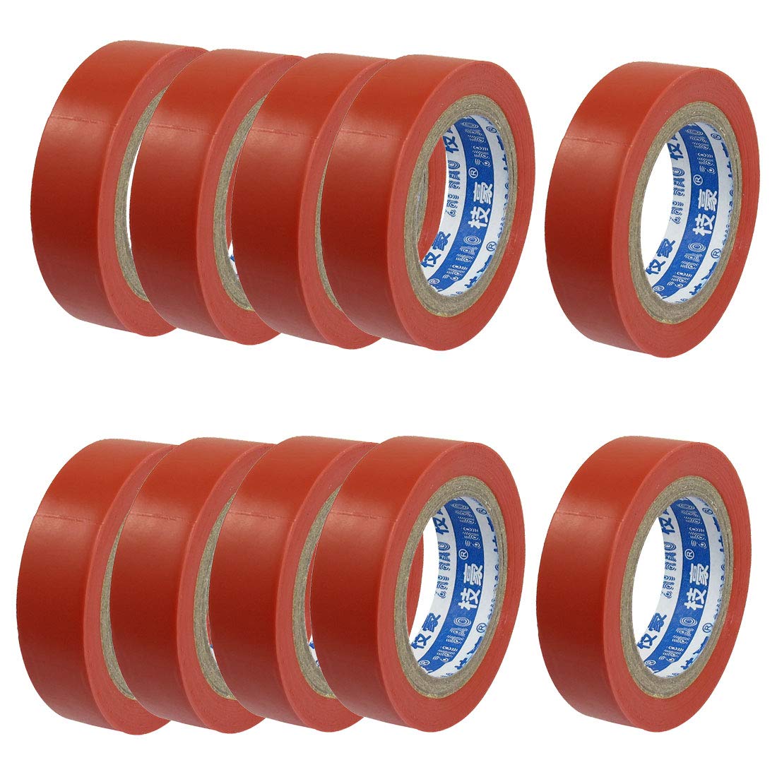 Aexit10 Pieces 16mmx10m 0.63"x33' Adhesive PVC Insulation Gummed Tape Roll Cover Red (5c8562326e4521301f2a92ae997c3830)