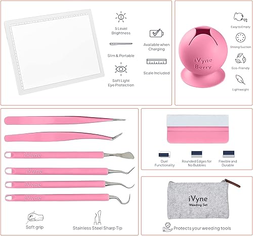 Miniatura 3 de iVyne Juego completo de almohadillas de luz recargables A4, herramientas de deshierbe para vinilo, colector de desechos de deshierbe para máquinas