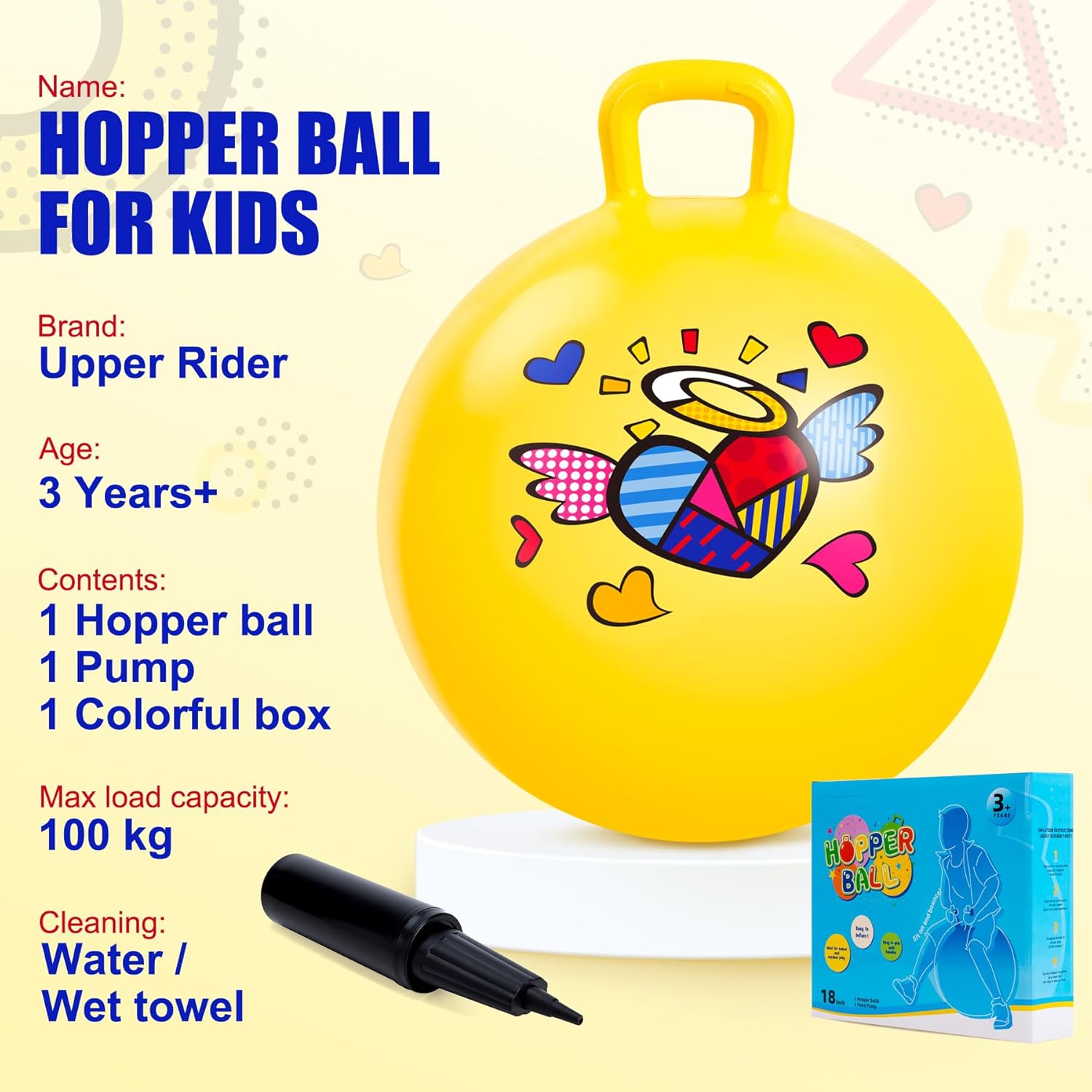 Upper Rider 6 Pack Hopper Balls for Kids 3-6, 18" Hippity Hop Ball for Kids, Outdoor Activity Toy for Age 3 4 5