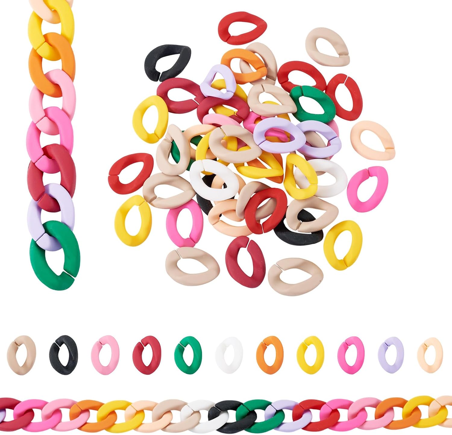 360Pcs Twisted Acrylic Linking Rings Two Tone Quick Link Connectors Open Linking Rings for DIY Bracelet Earring Necklace Curb Twist Chains Making