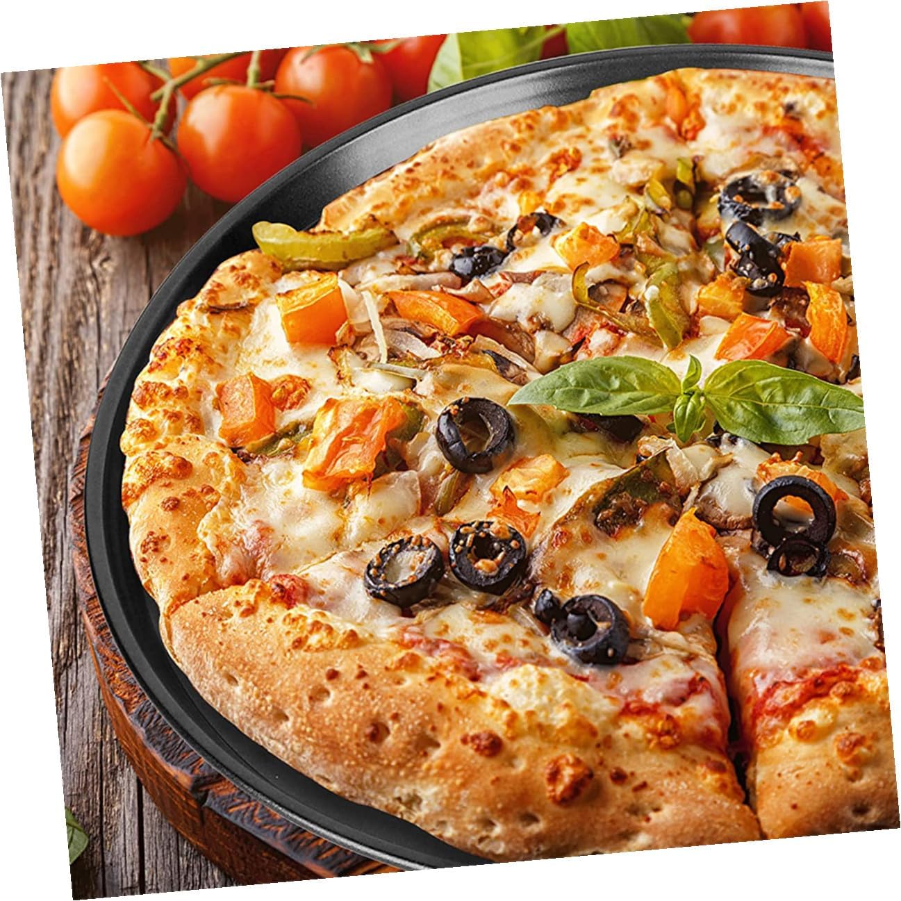 2pcs Carbon Steel Non-stick Pizza Pan Round Baking Tray for Home Oven Use Lightweight Bakeware