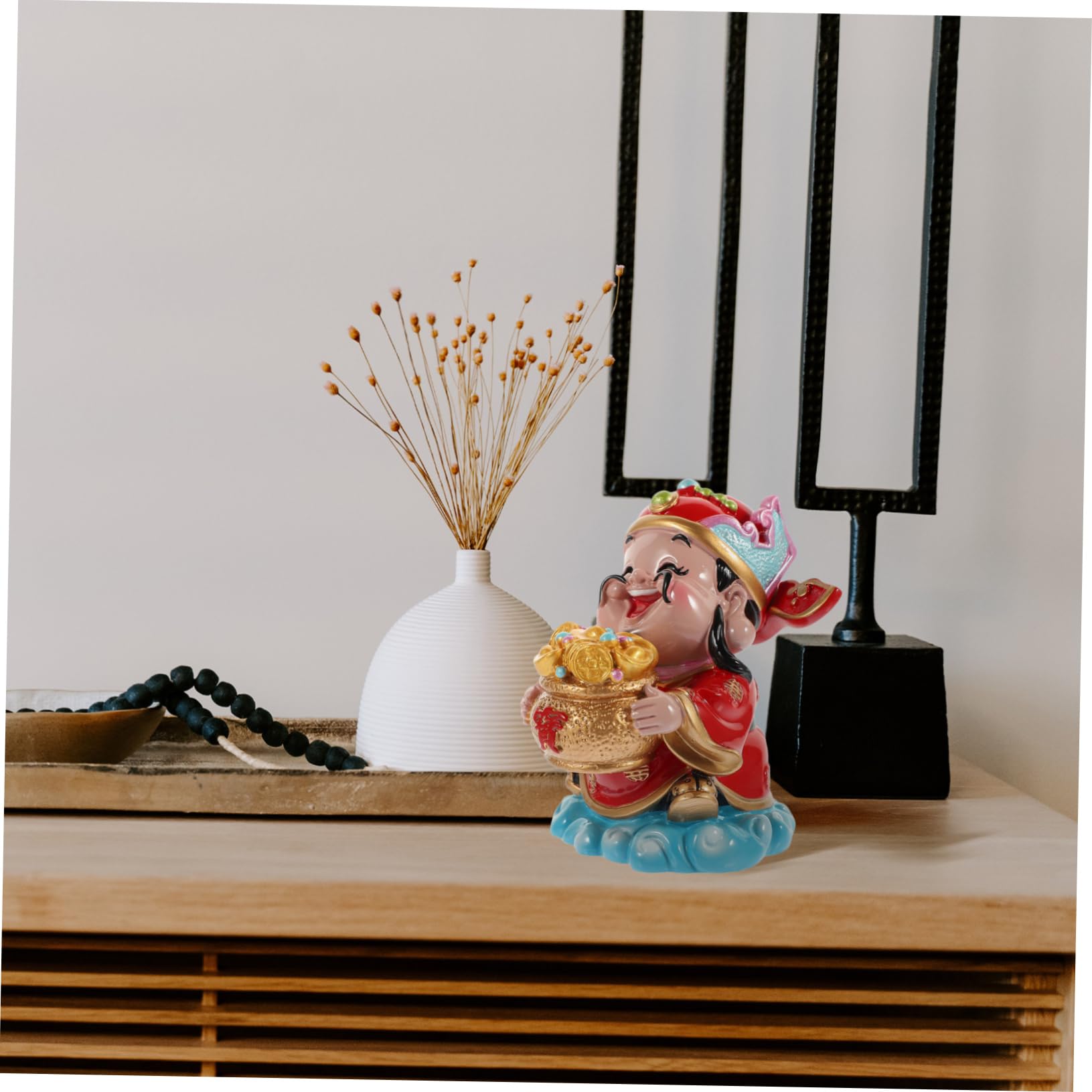 Alipis 2 Stück des Reichtums Ornamente Büro Heimdekorationen Dekorative Cartoon Statuen Innendekoration Chinesisches Maskottchen Wencaishen Glück Kuchen Topper Auto