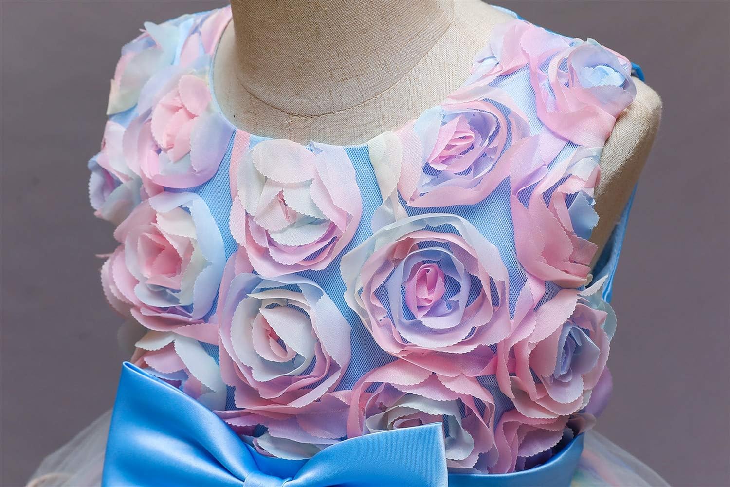 NNJXD Flower Girl Dress Kids Ruffles Lace Party Wedding Dresses 5-6 Years 736 Blue