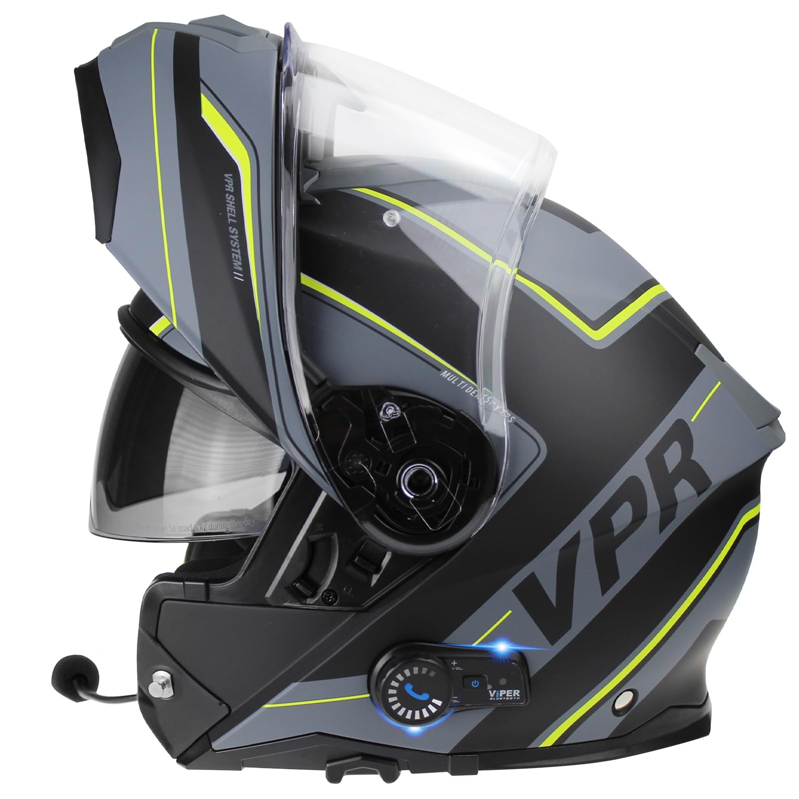 ViPER RSV191 Flip up Motorcycle Helmet with Blinc Bluetooth - Modular Double Visor Motorbike Helmets - Microphone Dual Speaker for Hands & Noise Free Automatic Answering ECE/ACU Gold Approved