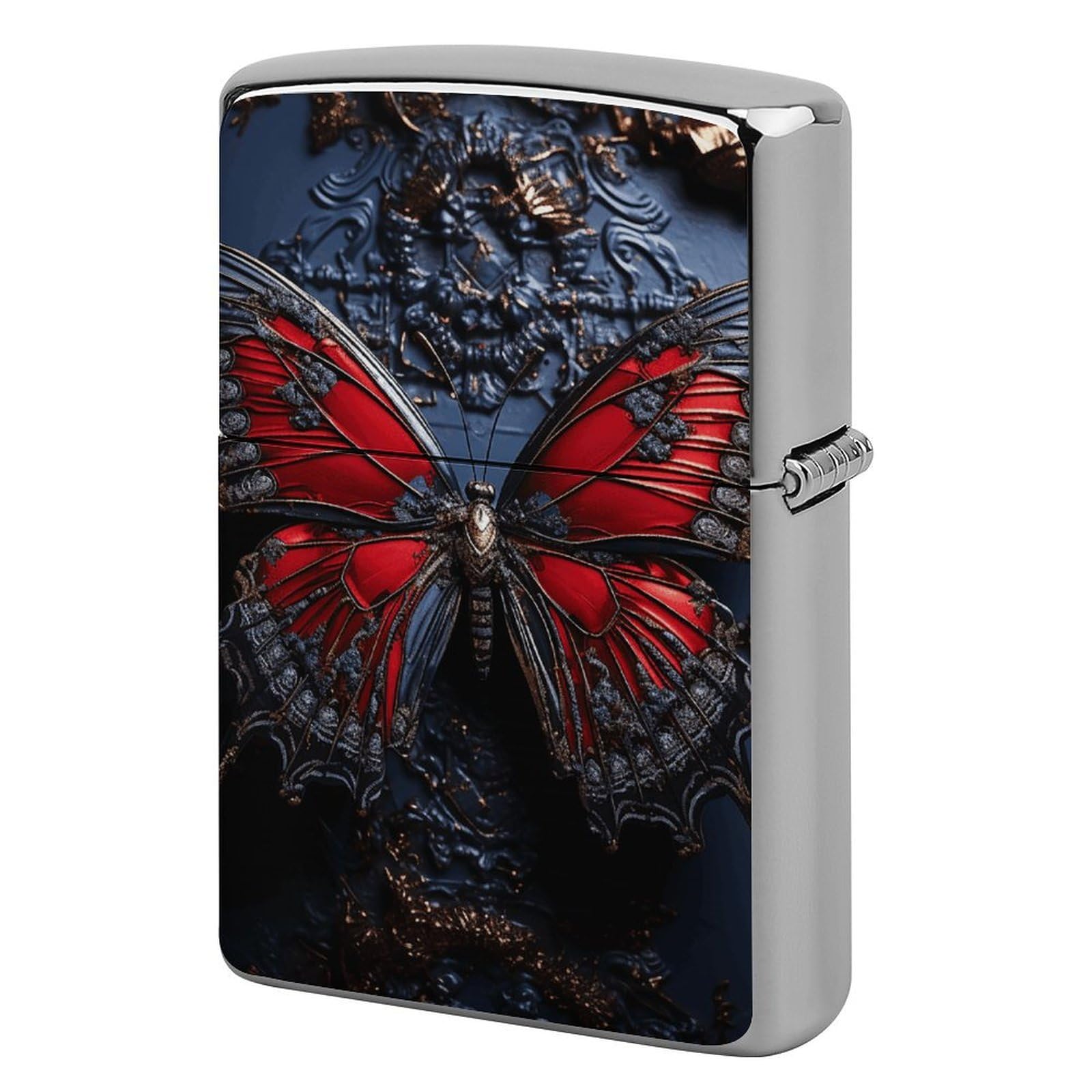 Red Butterfly Lighter Case for Men, Personalized Lighter Cover for Valentine's Day Gifts, Flip-Top Lighters Shell for Outdoor, Portable Lighters Protective Sleeve